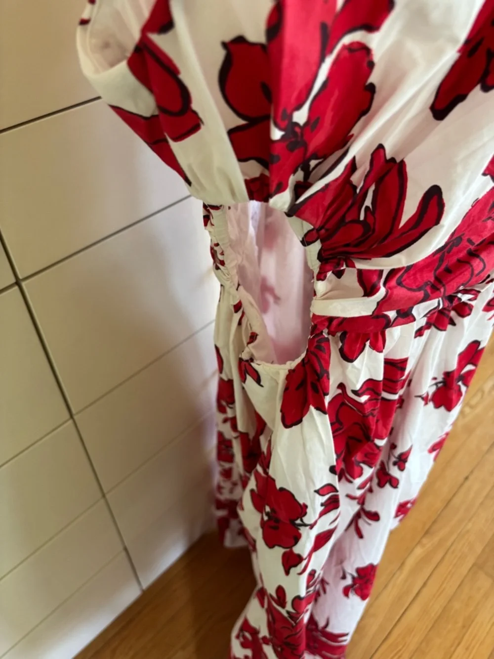 Abercrombie & Fitch White Maxi Dress with Red Floral Print